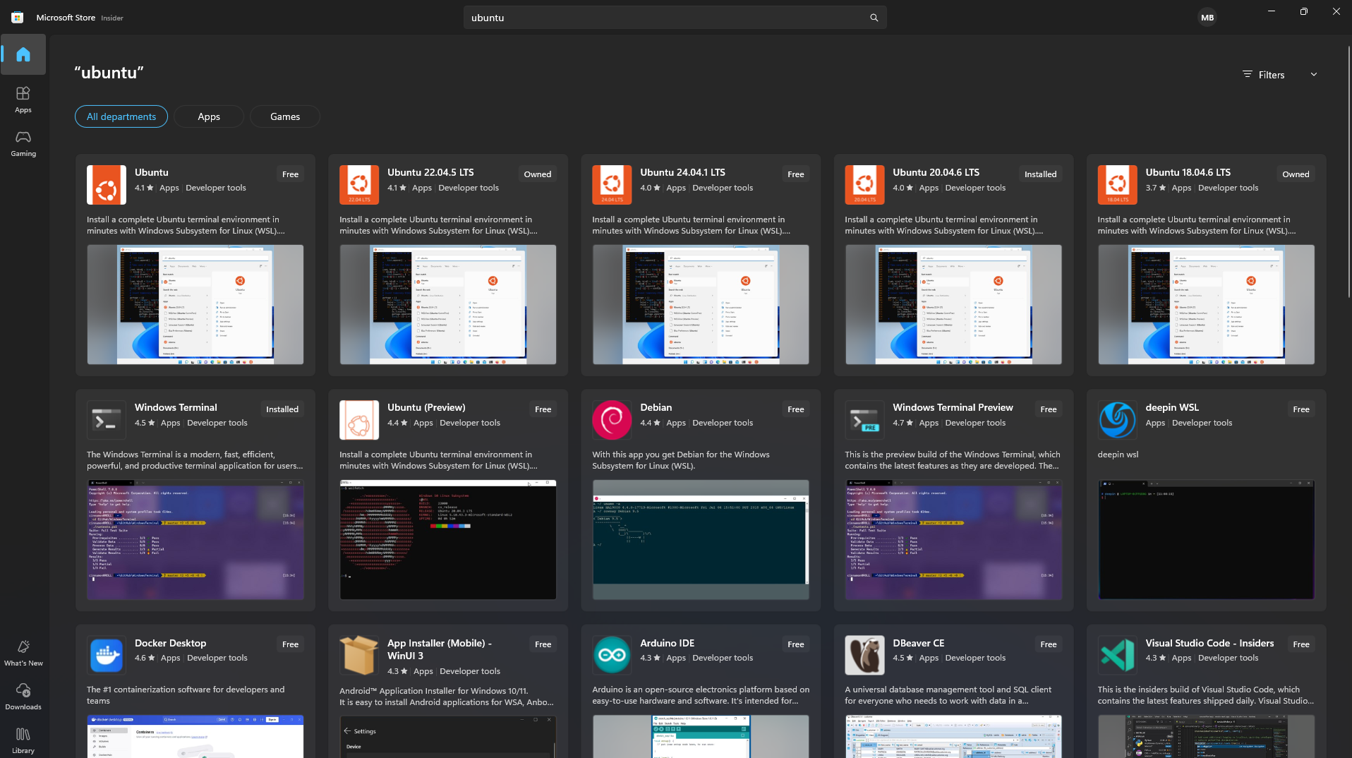 Ubuntu installation from Microsoft Store
