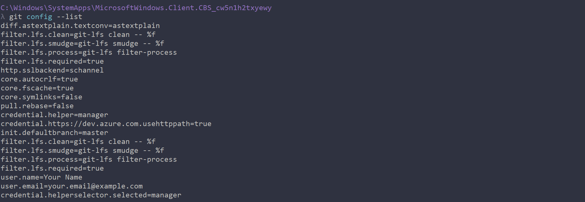 Git Config List